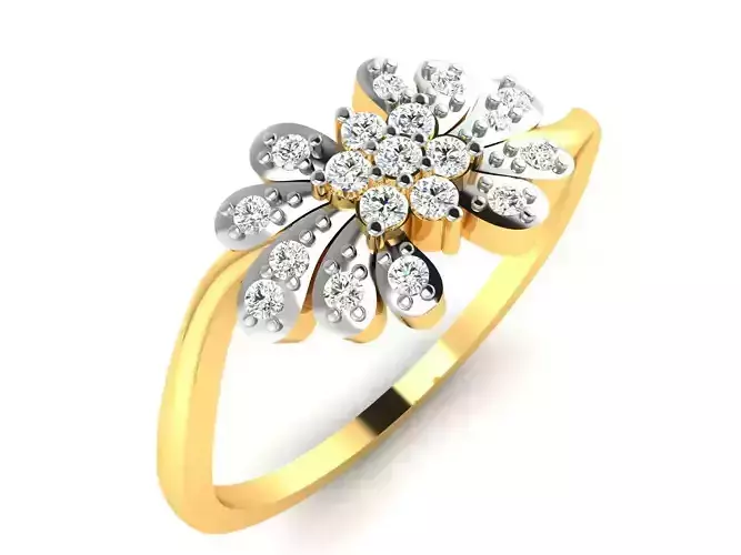 Ring-6299 diamond flower ring gold