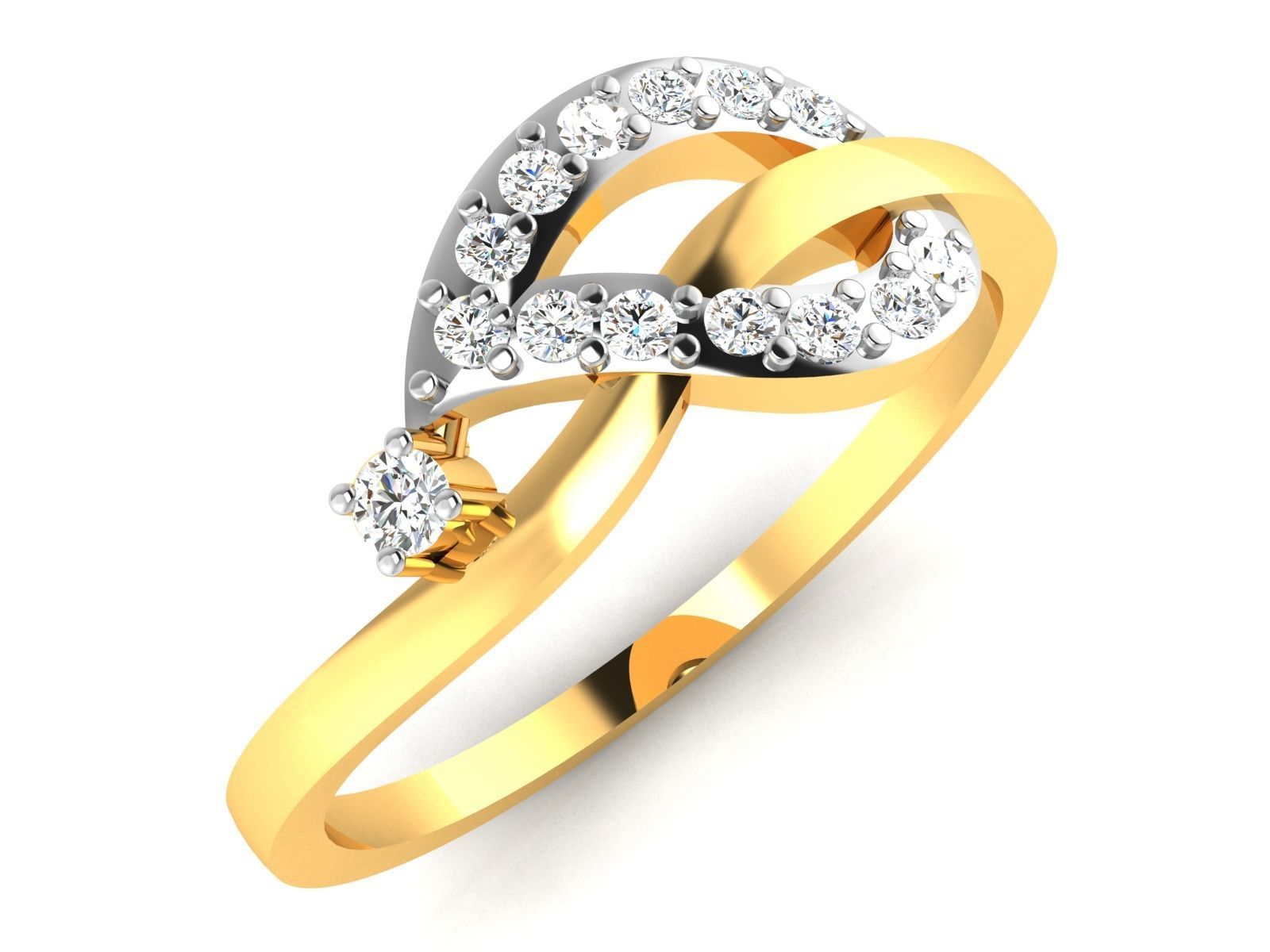 Ring-6298 elegant diamond ring gold 3D print model_1