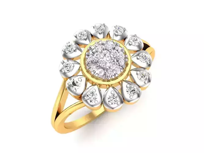 Ring-6295 diamond cluster ring gold