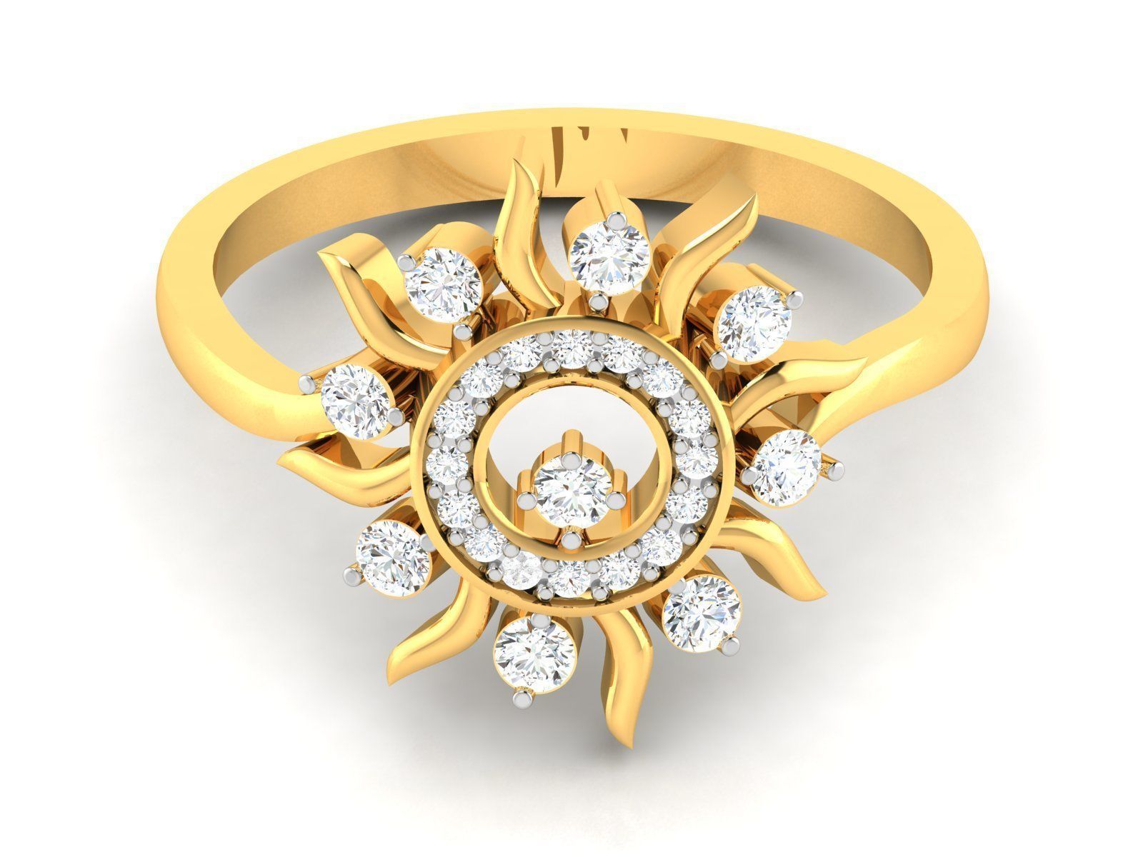 Ring-6294 diamond sun ring gold 3D print model_9