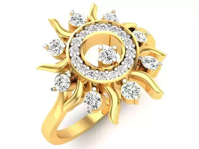 Ring-6294 diamond sun ring gold