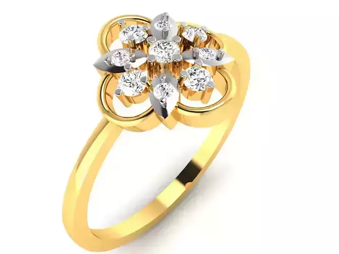 Ring-6280 diamond flower ring gold