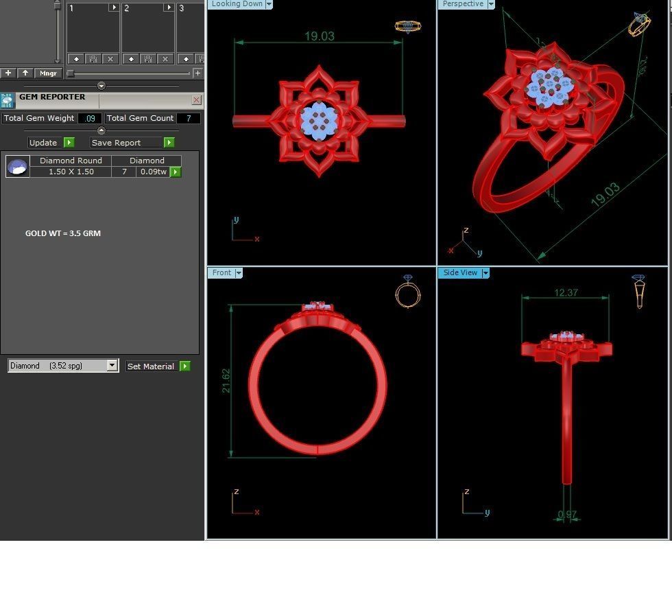 Ring-6278 lotus diamond ring 3D print model_1