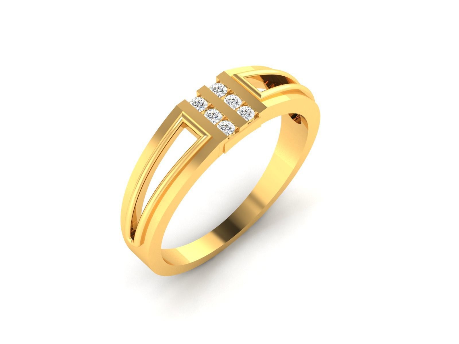 Ring-6265 gold ring with diamonds 3D print model_3
