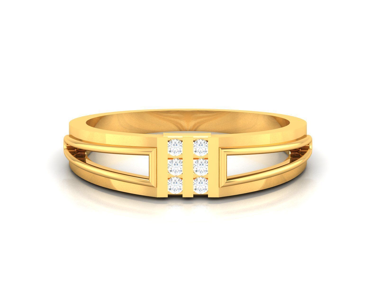 Ring-6265 gold ring with diamonds 3D print model_8