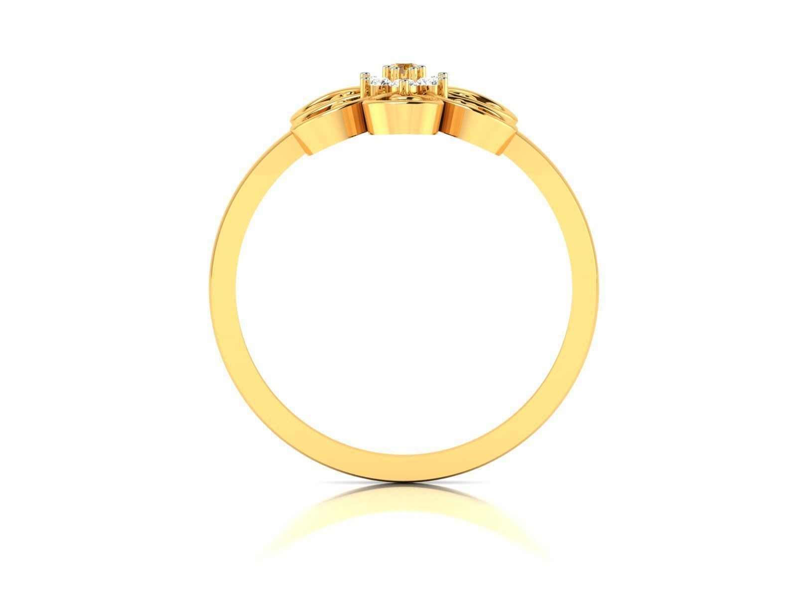Ring-6263 gold flower ring with diamonds 3D print model_4