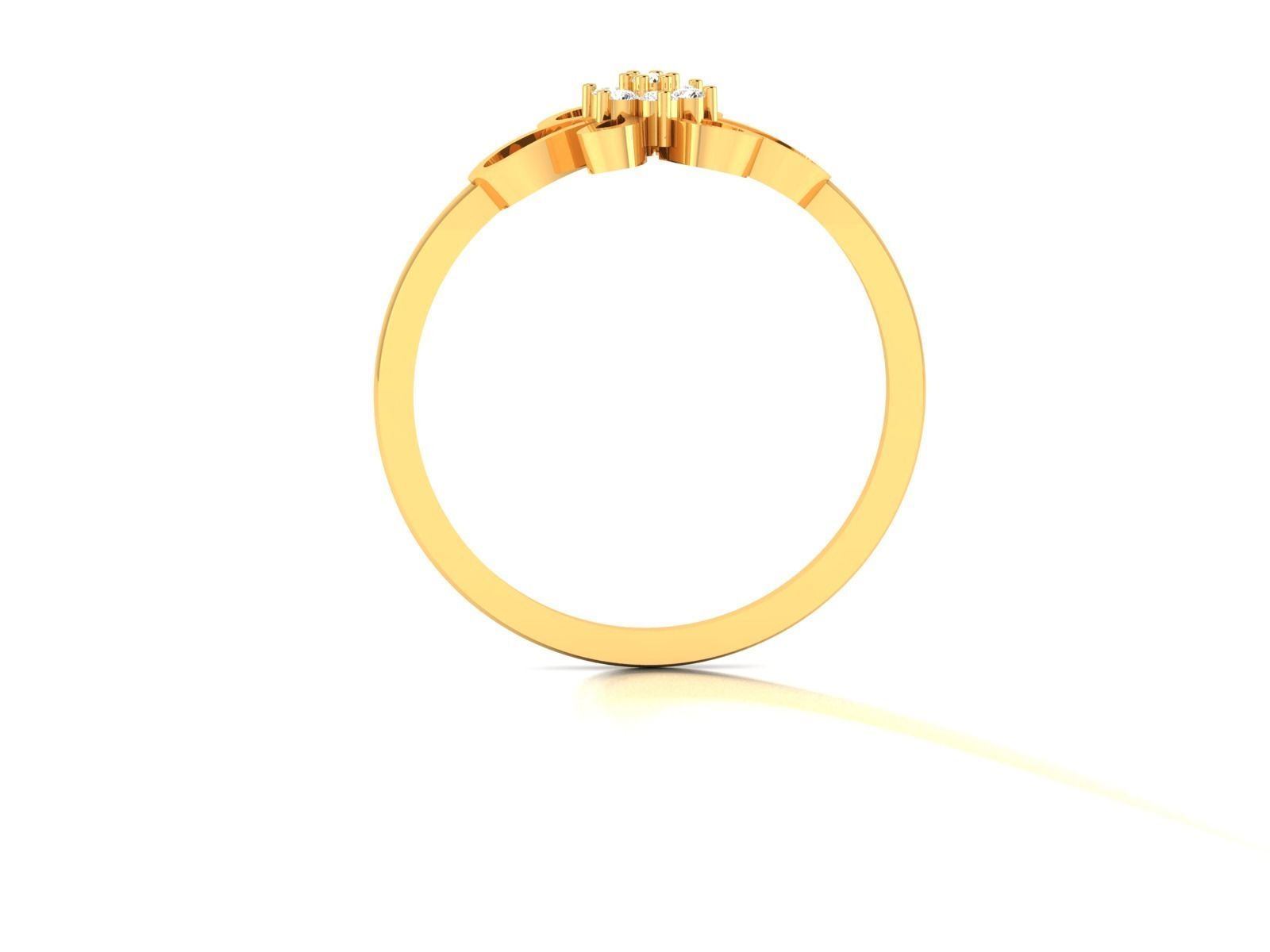 Ring-6262 gold flower ring with diamonds 3D print model_3