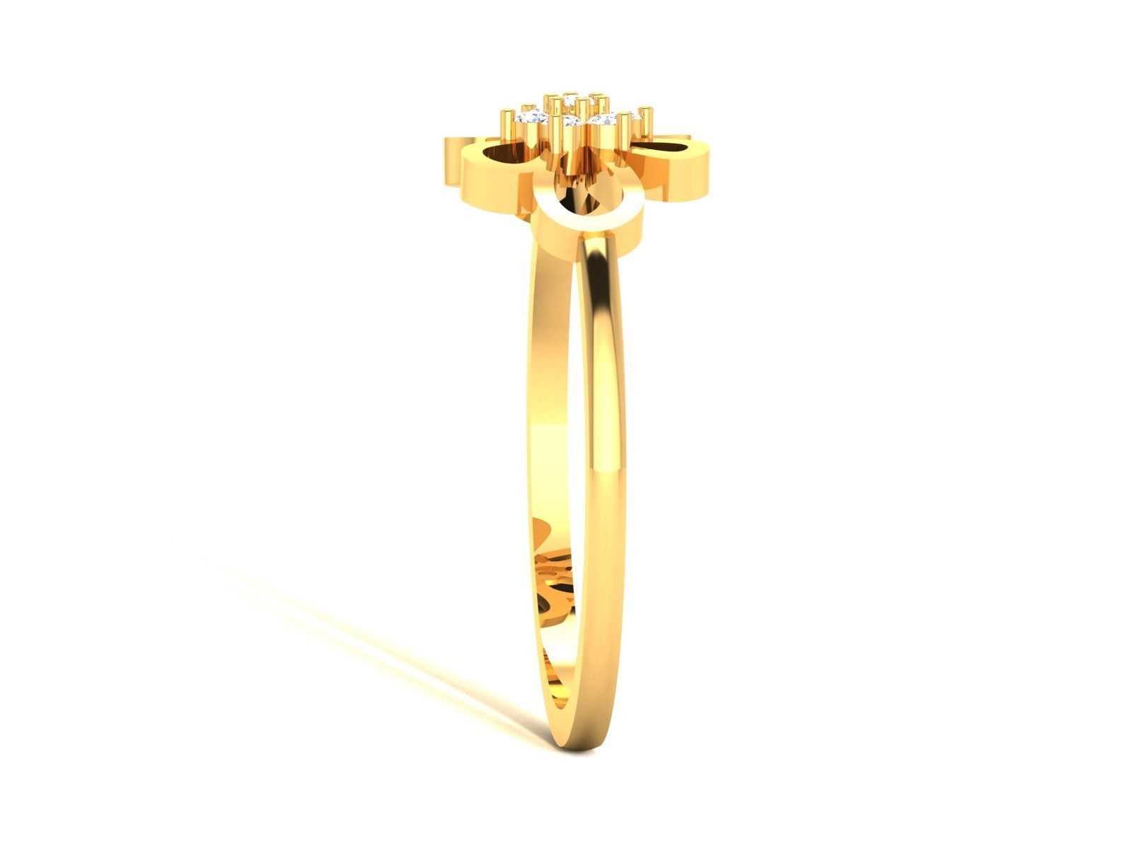 Ring-6262 gold flower ring with diamonds 3D print model_5