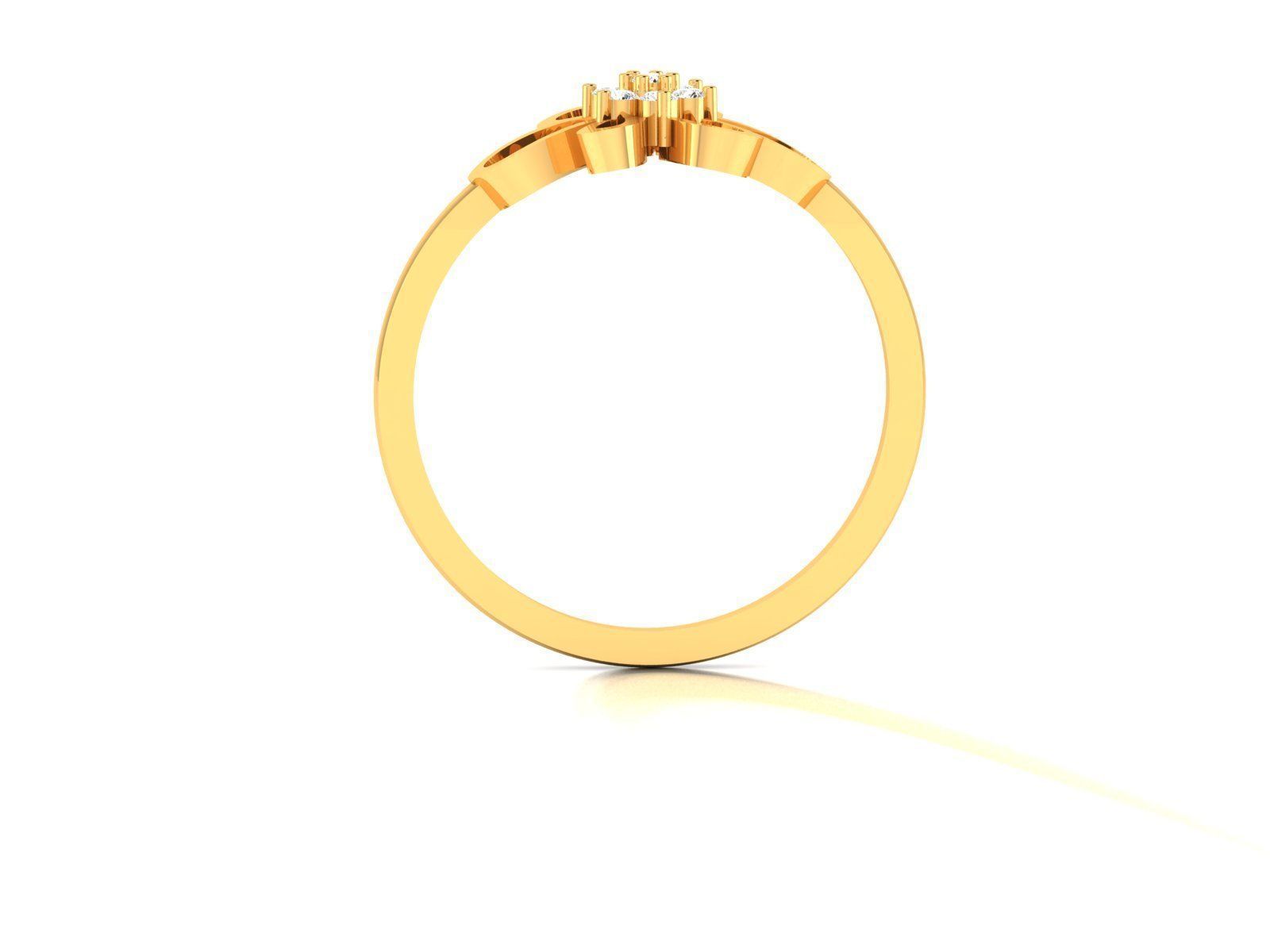 Ring-6262 gold flower ring with diamonds 3D print model_2