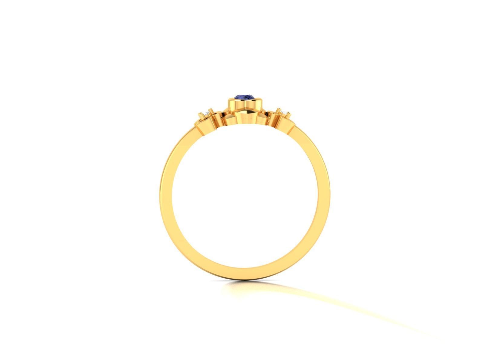 Ring-6261 gold flower ring with diamonds 3D print model_2