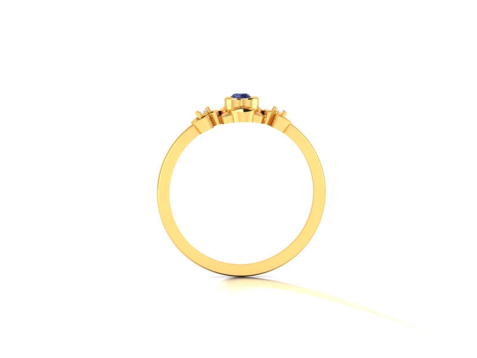 Ring-6261 gold flower ring with diamonds 3D print model_1