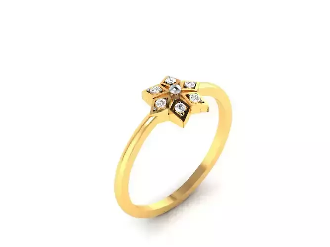 Ring-6258 gold star ring with diamonds