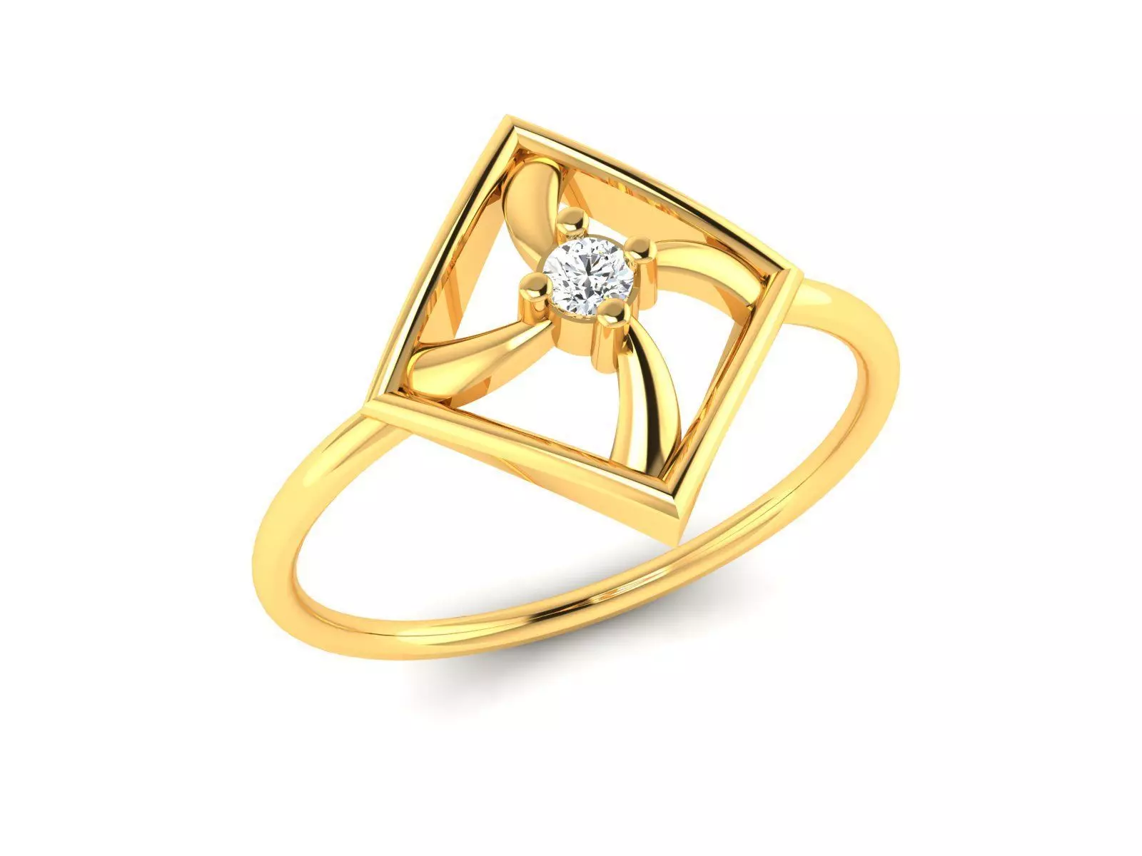 Ring-6250 diamond solitaire ring gold 3D print model_0