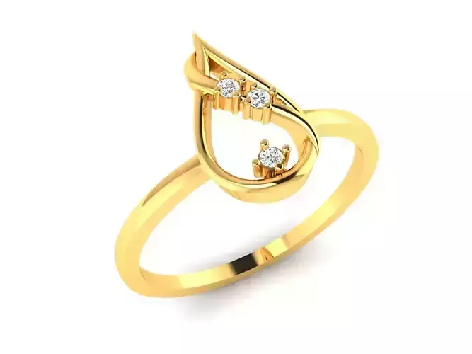 Ring-6244 gold ring with diamond in middle