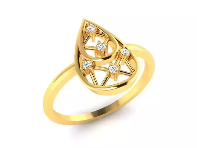 Ring-6235 teardrop diamond ring gold