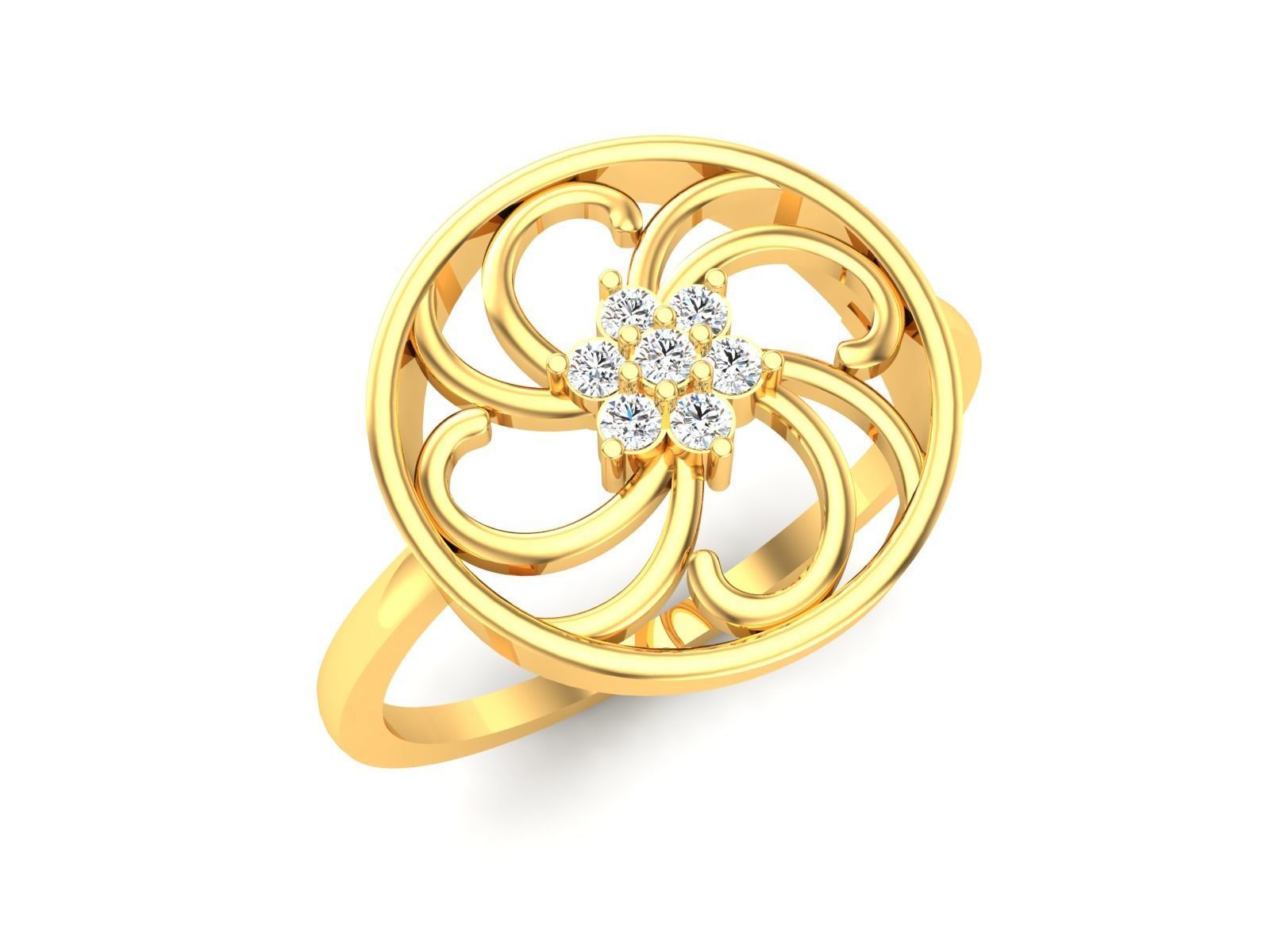 Ring-6231 solitaire diamond ring gold 3D print model_1