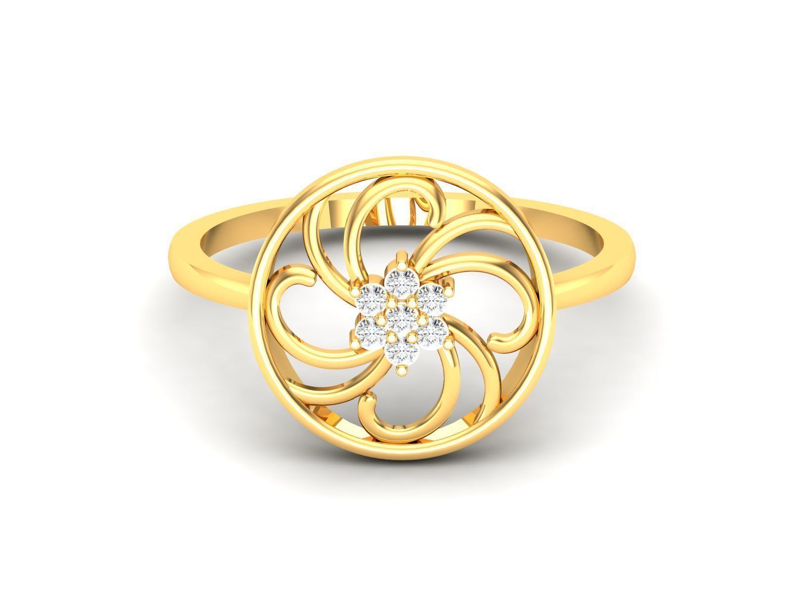 Ring-6231 solitaire diamond ring gold 3D print model_7