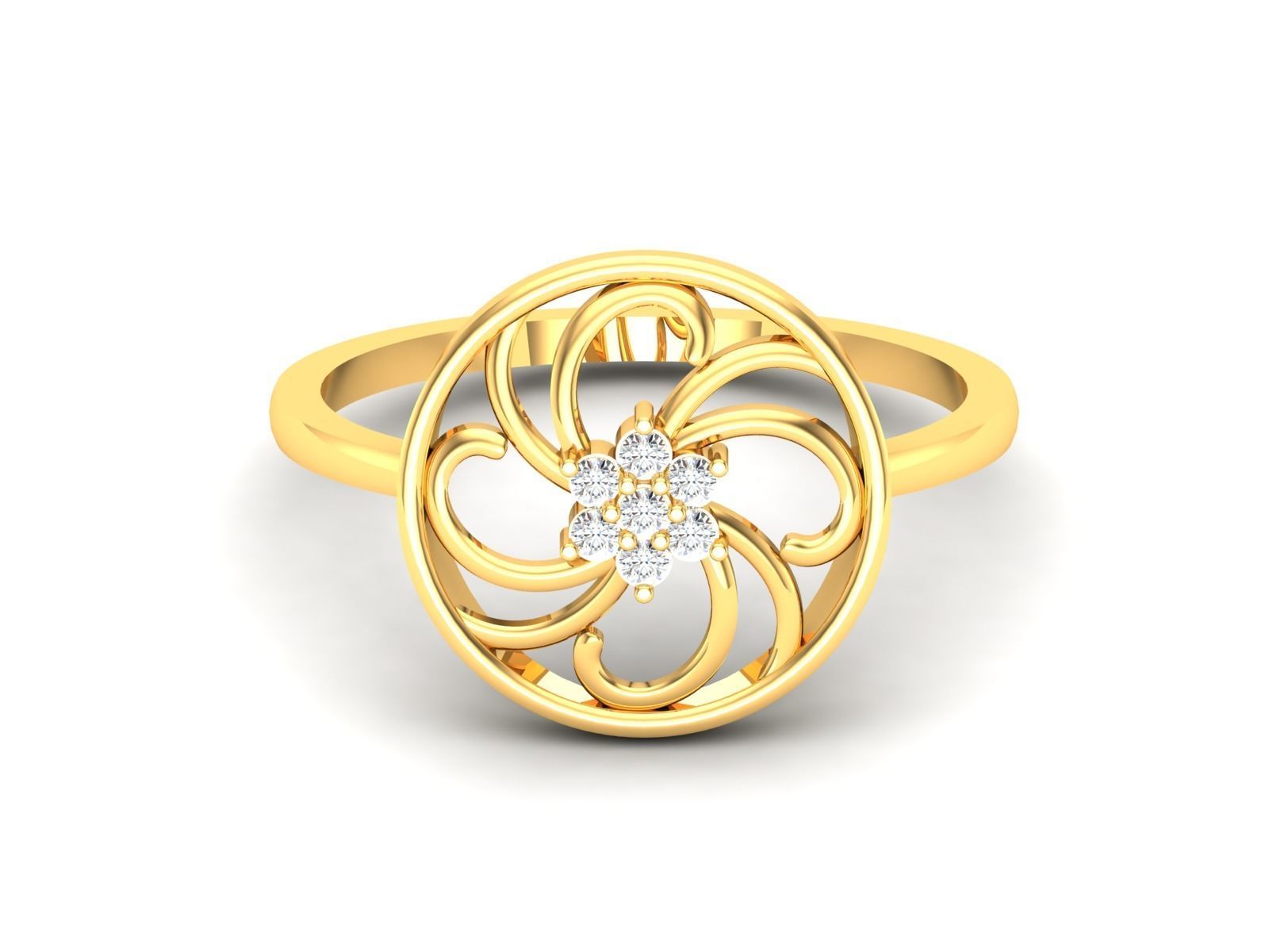 Ring-6231 solitaire diamond ring gold 3D print model_8