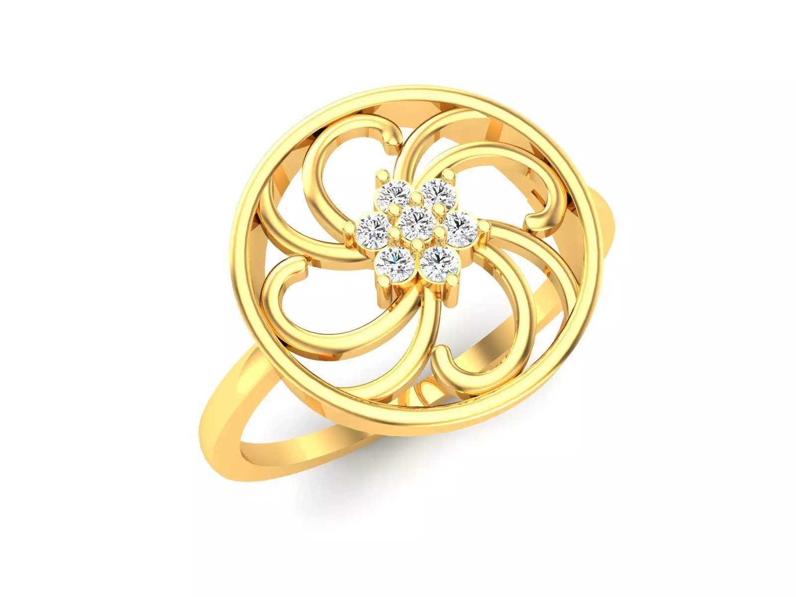 Ring-6231 solitaire diamond ring gold 3D print model_0