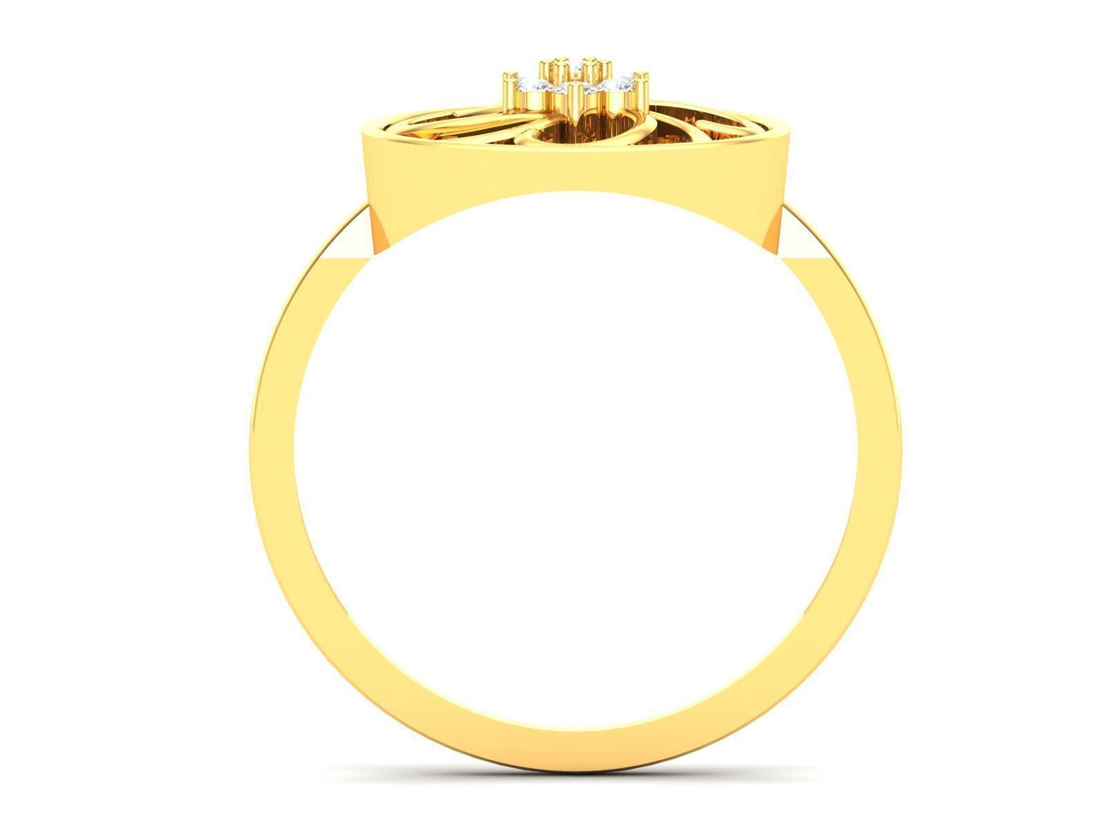 Ring-6231 solitaire diamond ring gold 3D print model_2