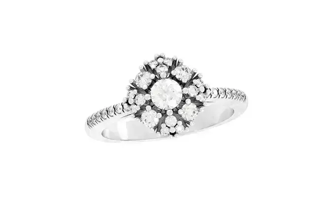 engagement Cluster Ring diamond  rhombus  1017
