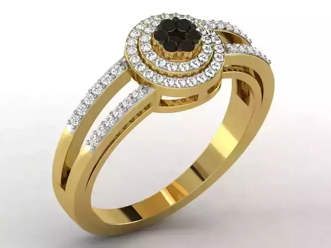 Ring-6862 gold diamond ring with diamonds