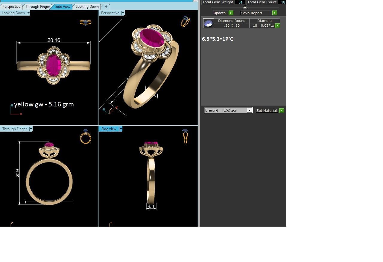 Ring-6803 ruby and diamond ring 3D print model_3