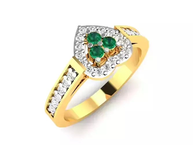 Ring-6723 emerald and diamond ring
