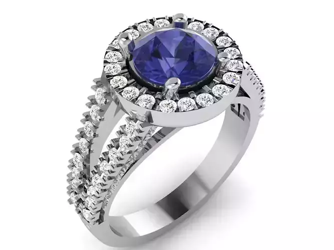 Ring-6718 sapphire and diamond halo engagement ring