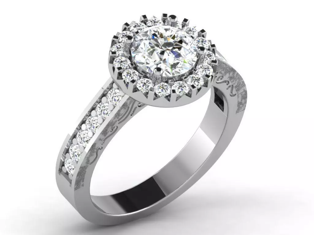 DR-6717 halo diamond engagement ring 3D print model_0