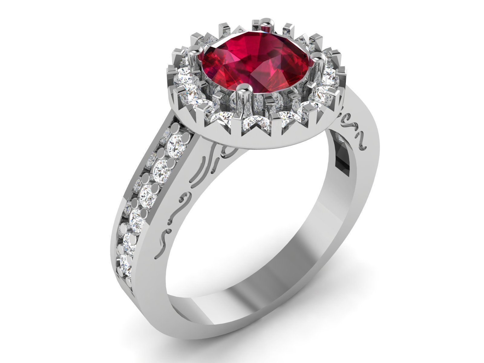 DR-6717 halo diamond engagement ring 3D print model_1