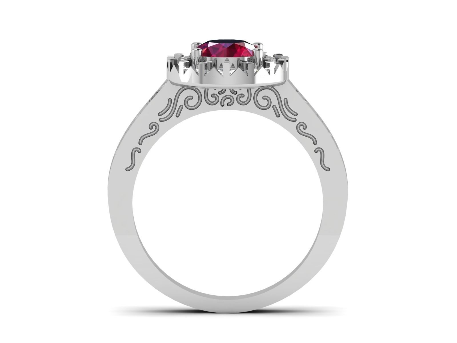 DR-6717 halo diamond engagement ring 3D print model_5
