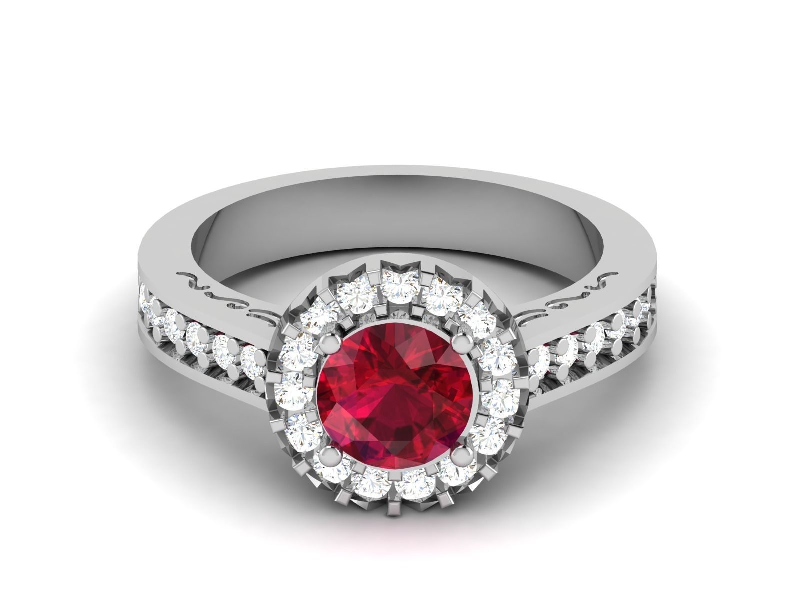 DR-6717 halo diamond engagement ring 3D print model_9