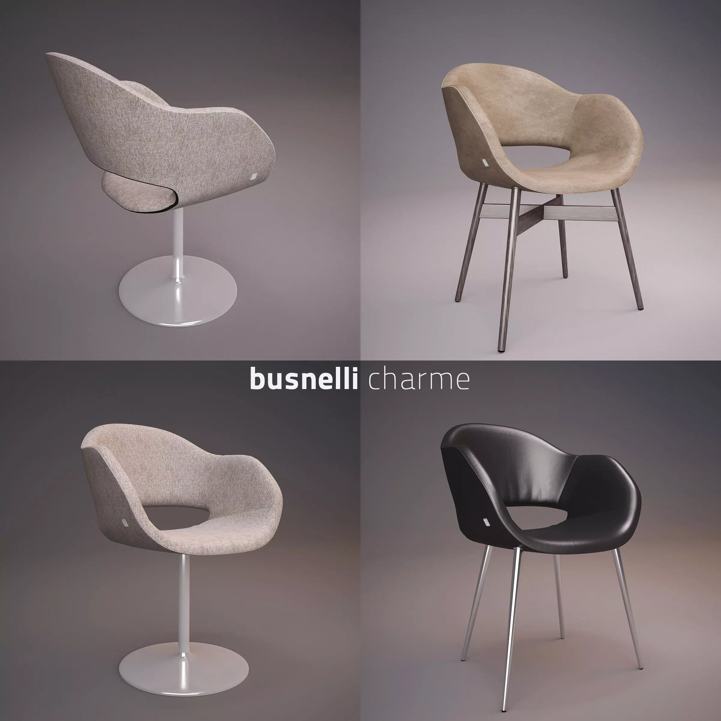 Busnelli Charme Chair Collection Free 3D model_0