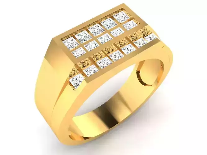 Ring-6675 mens diamond ring gold
