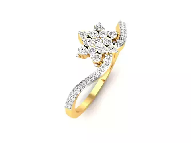 DR-6671 elegant diamond ring gold 3D print model