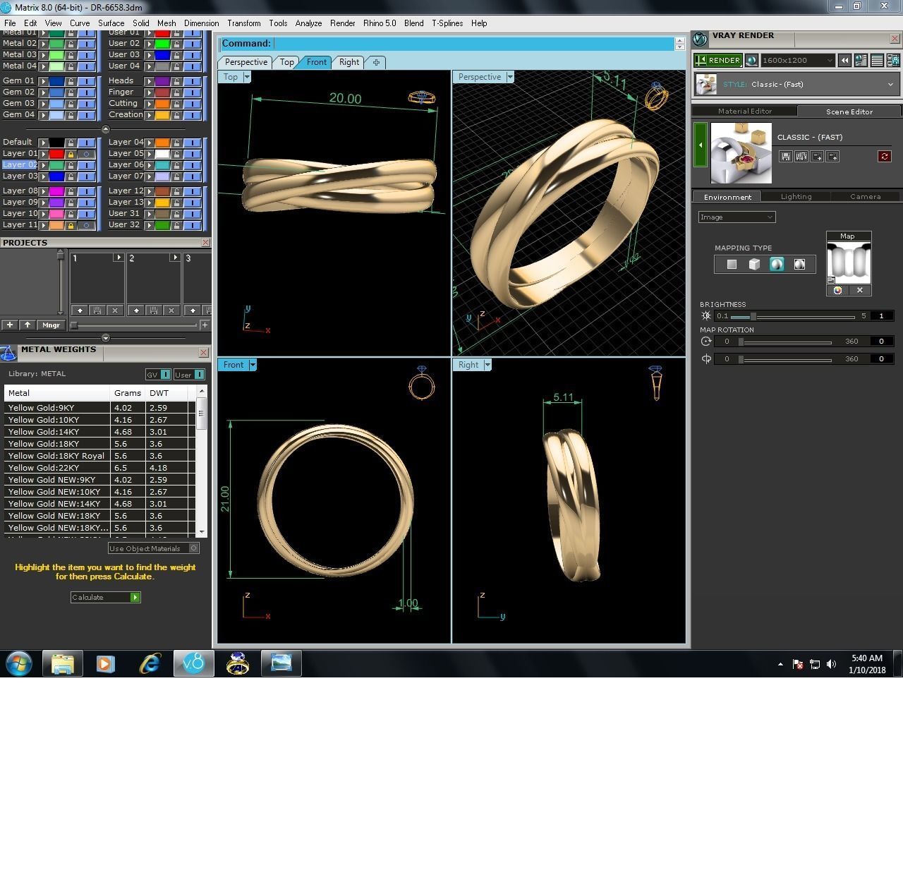 Ring-6658 gold wedding band 3D print model_9