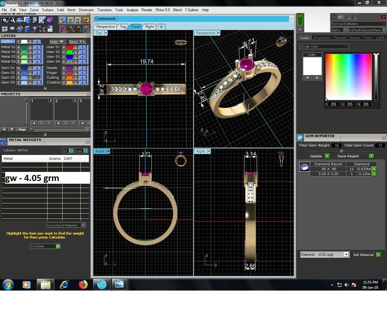 Ring-6616 diamond engagement ring gold 3D print model_4