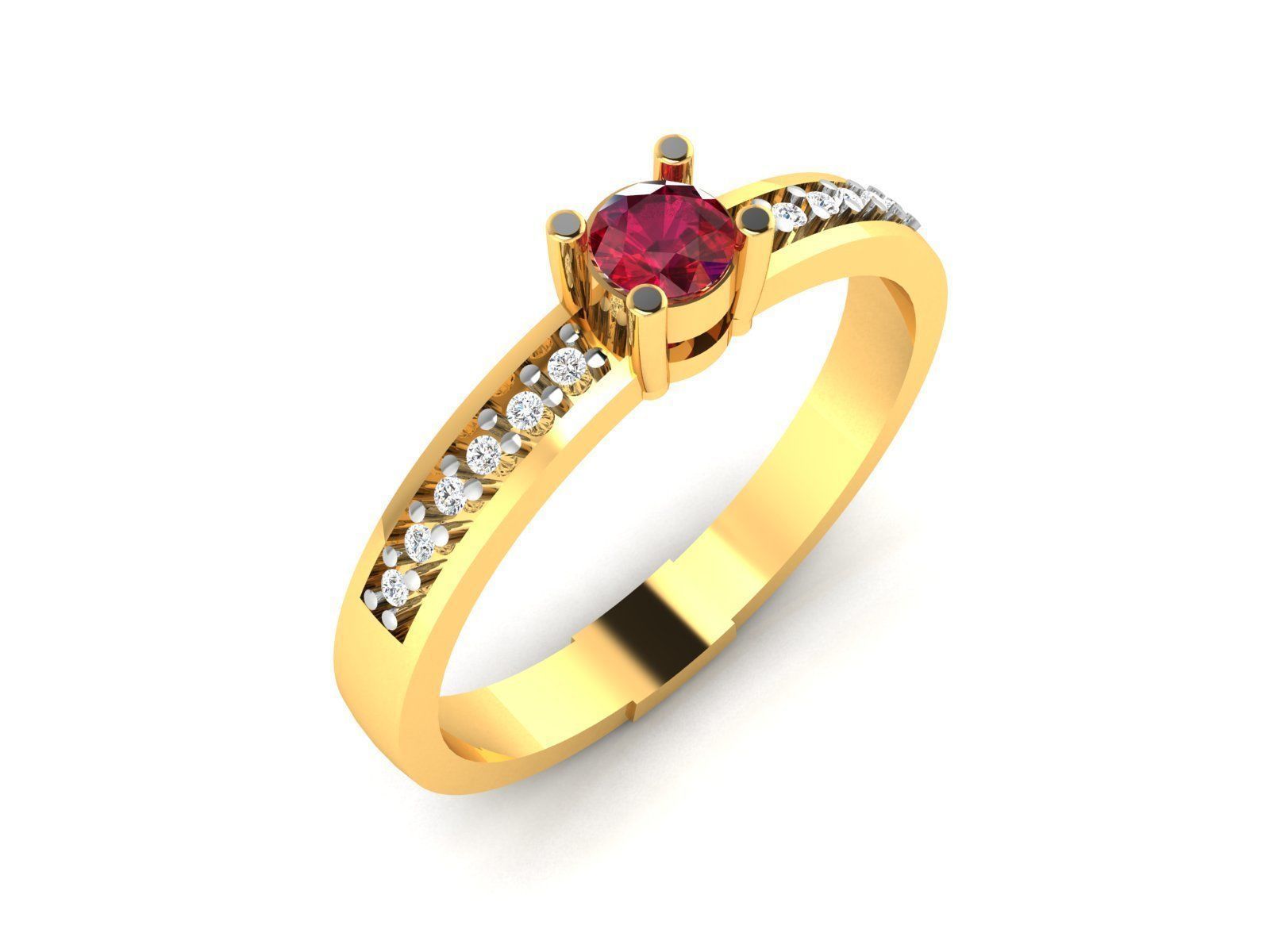 Ring-6616 diamond engagement ring gold 3D print model_1