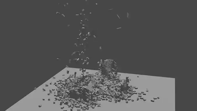 exploding building Free low-poly 3D model