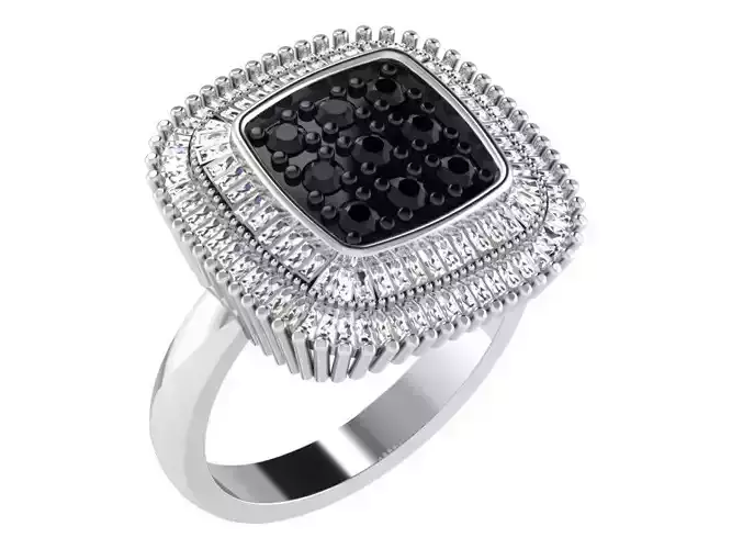 Ring-6577 gold ring with diamonds in center