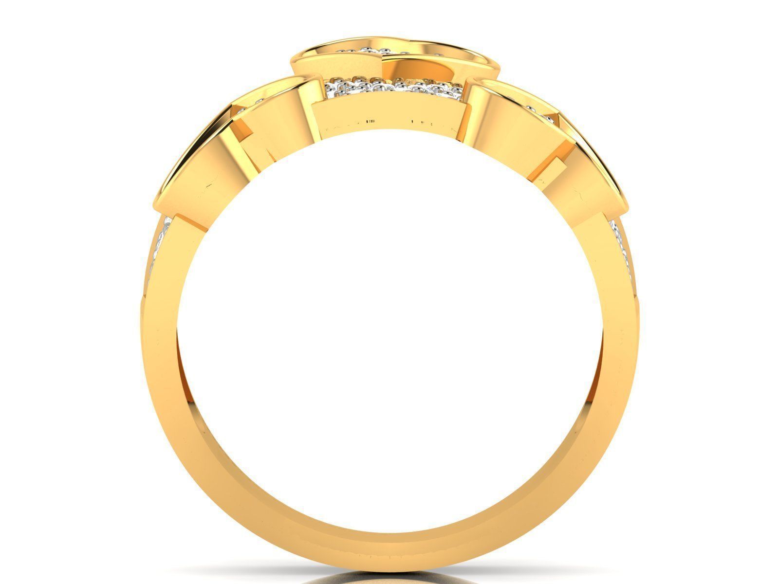Ring-6574 diamond heart ring gold 3D print model_2