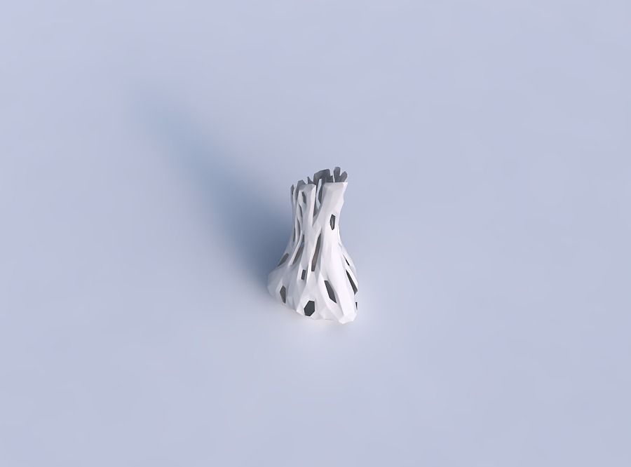 Vase puffy tappered triangle with faceted cuts 3D print model_1