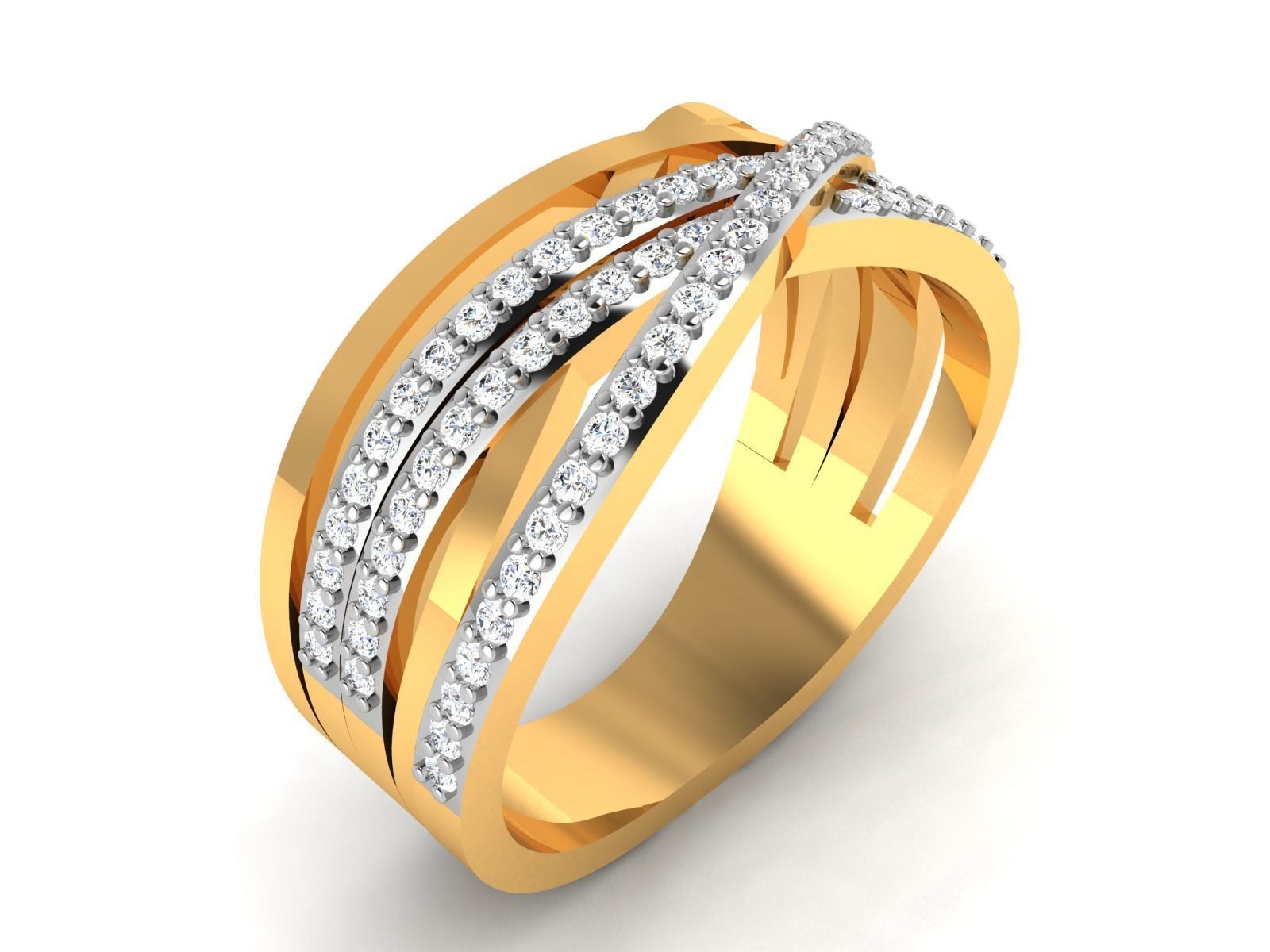 Ring-6563 gold diamond ring 3D print model_2