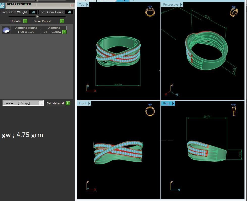 Ring-6563 gold diamond ring 3D print model_9