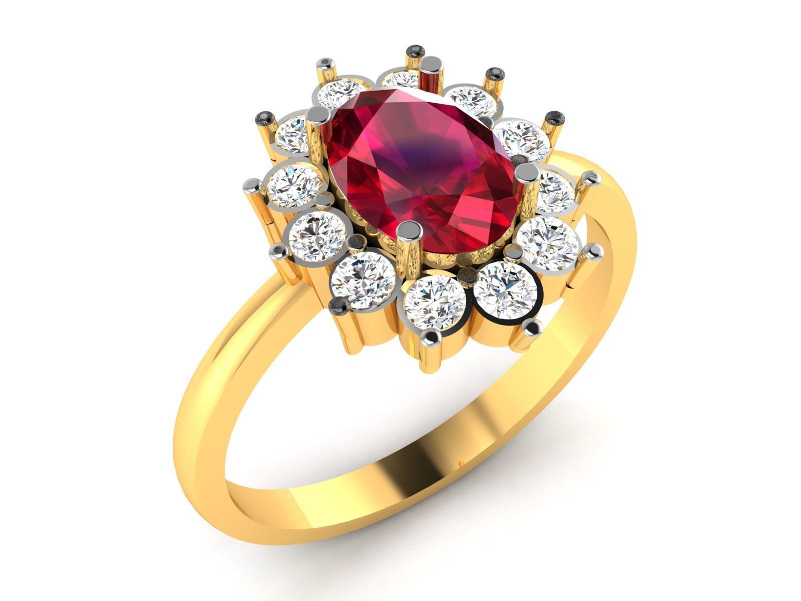 Ring-6528 emerald and diamond ring 3D print model_2