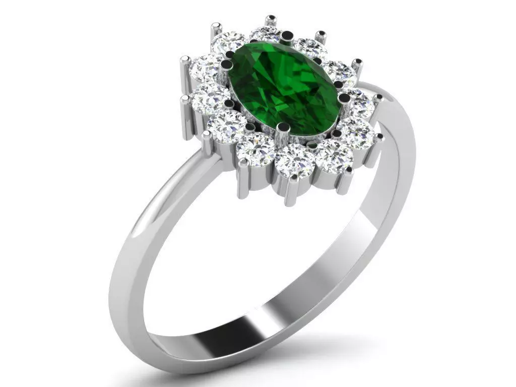Ring-6528 emerald and diamond ring 3D print model_0