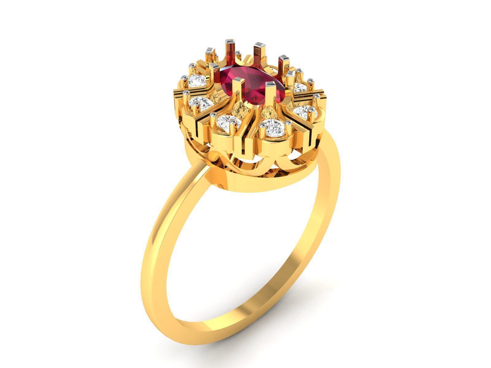 Ring-6526 diamond ring gold 3D print model_2