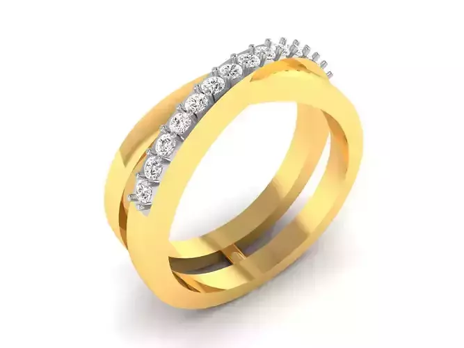 Ring-6511 gold wedding band with diamonds