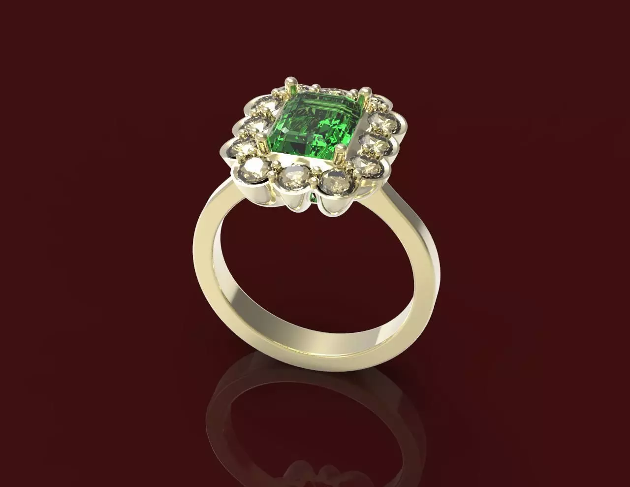 Ring with Emerald 3D print model_0